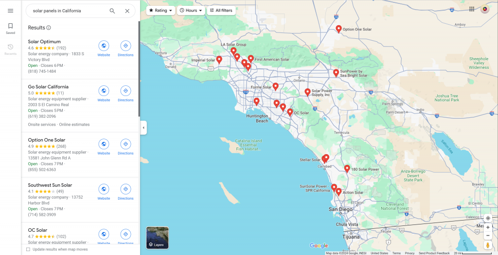 Google Maps搜索关键词