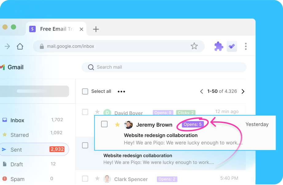 查看打开电子邮件的完整历史记录