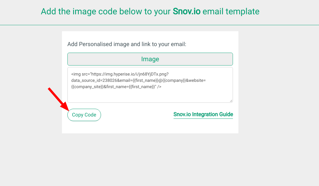 Hyperise copy code