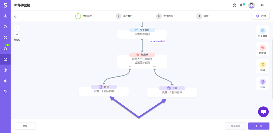 Snovio使用详细教程 - 如何将目标添加到您的序列邮件