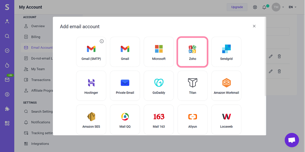 Snovio使用详细教程 - 如何将 Zoho 连接到 Snov.io