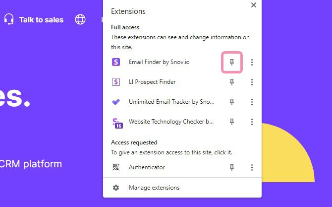Snovio使用详细教程 - 如何将 Snov.io 扩展程序固定在 Chrome 工具栏上