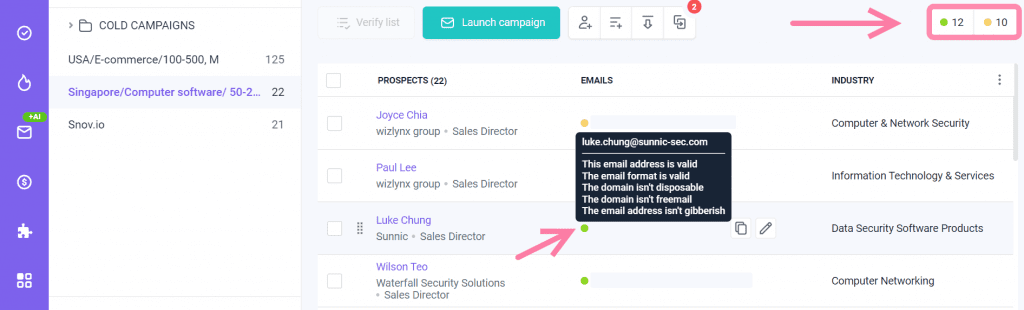 Snov.io使用详细教程 - 如何处理无法验证的(黄色状态)电子邮箱