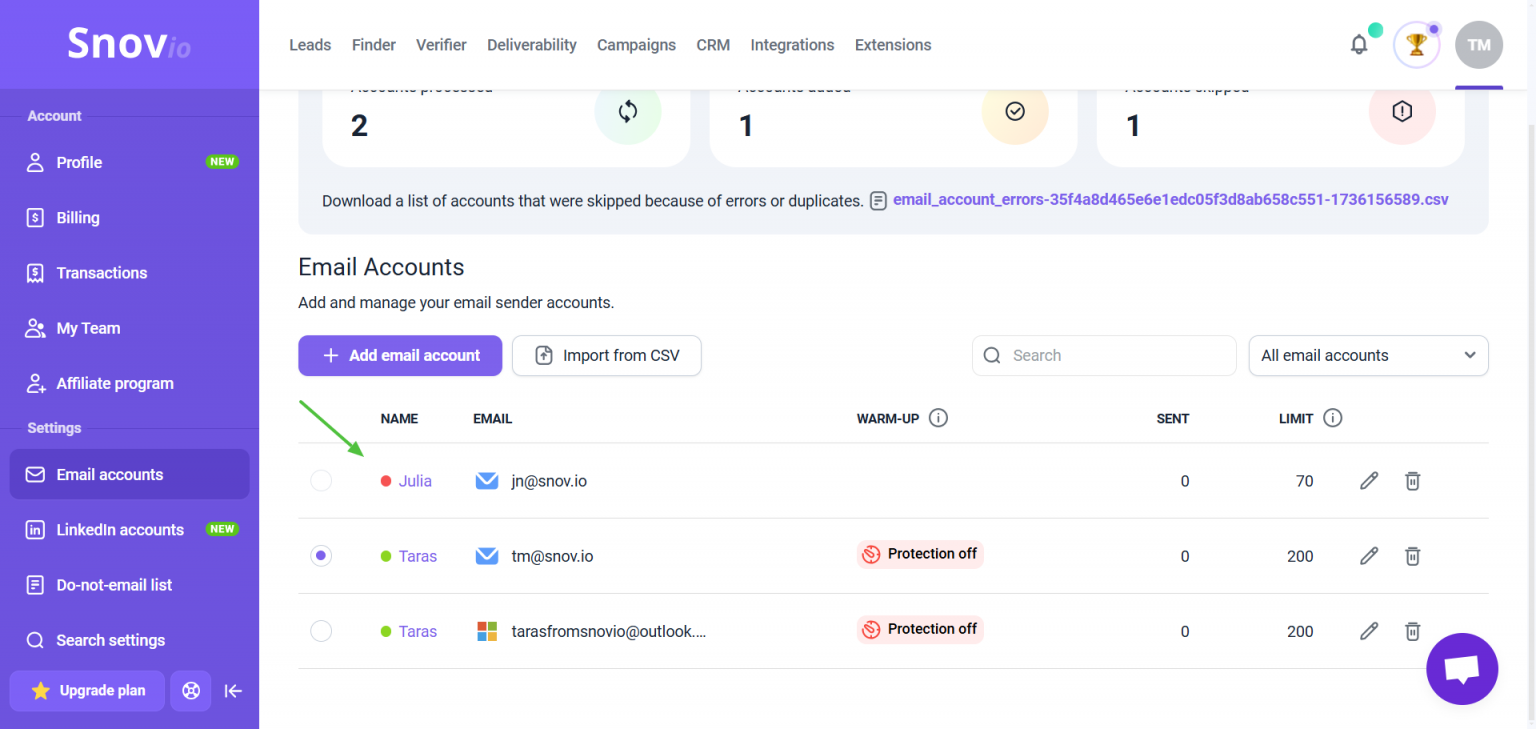 Snov.io使用详细教程 - 如何通过 CSV 表格批量导入邮箱账户